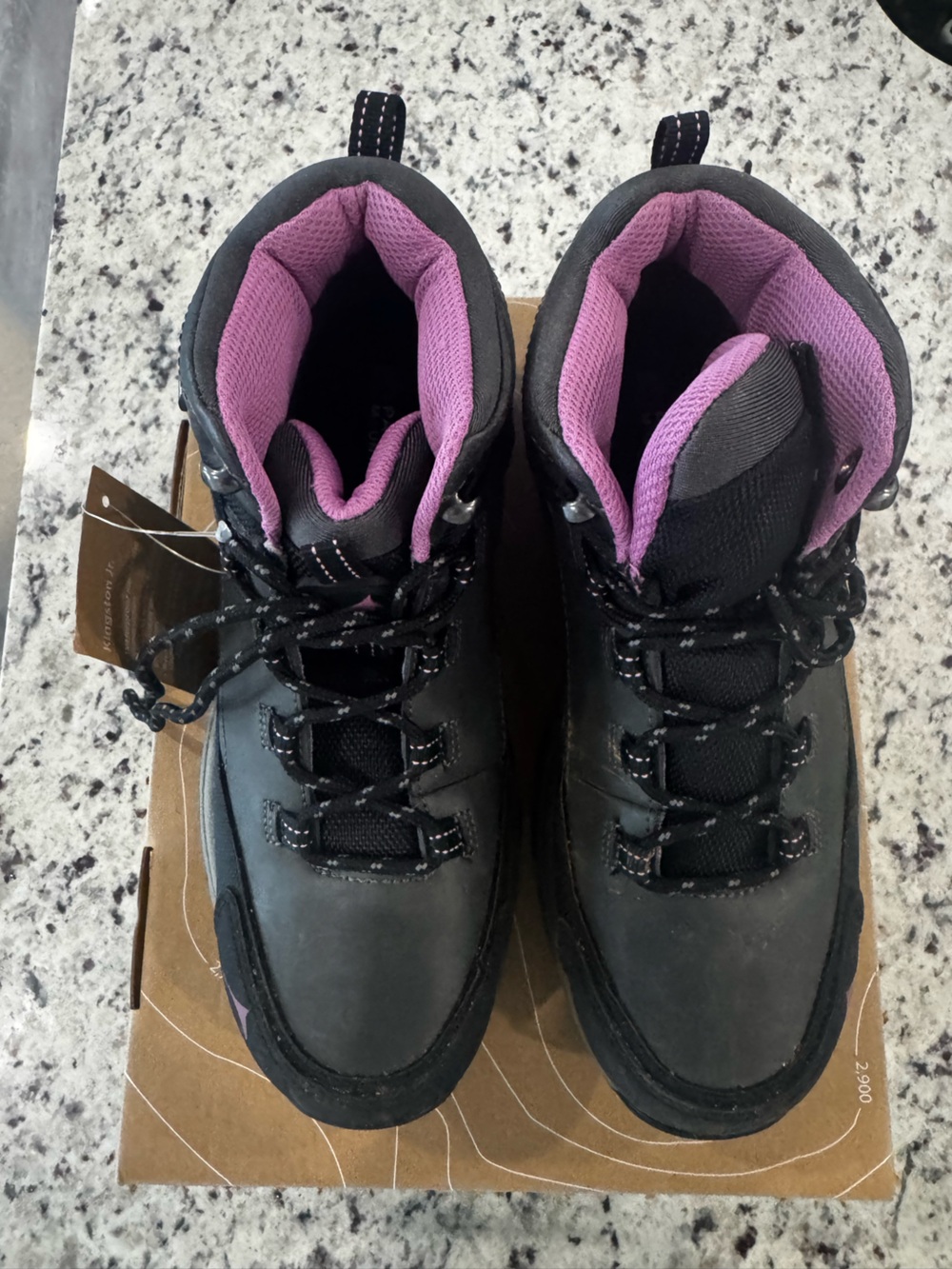 Kids Black Hiking Boots with Pink Interior- Kingston Jr.